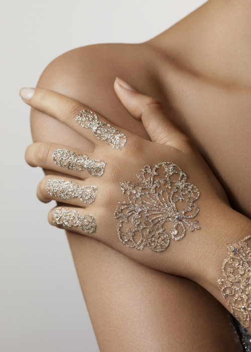 Bijoux de peau or blanc Tattoo Hénné Fantasia HandKit bijoux de peau mariage islam